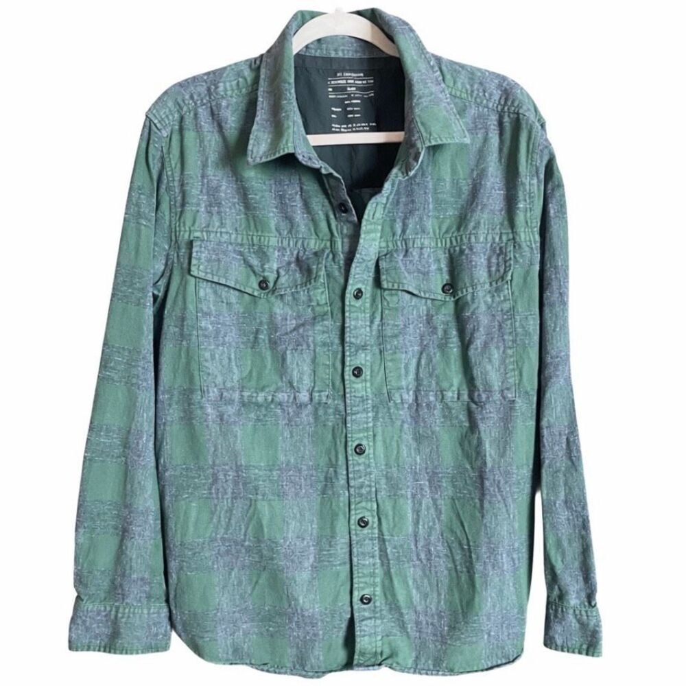 REI Co-op Men’s XL Green Blue Plaid Button Up Shirt Cotton Outdoor